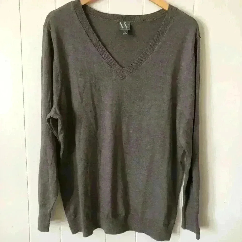 Worthington Women’s V-neck Cotton Blend Top Sweater Size 1X